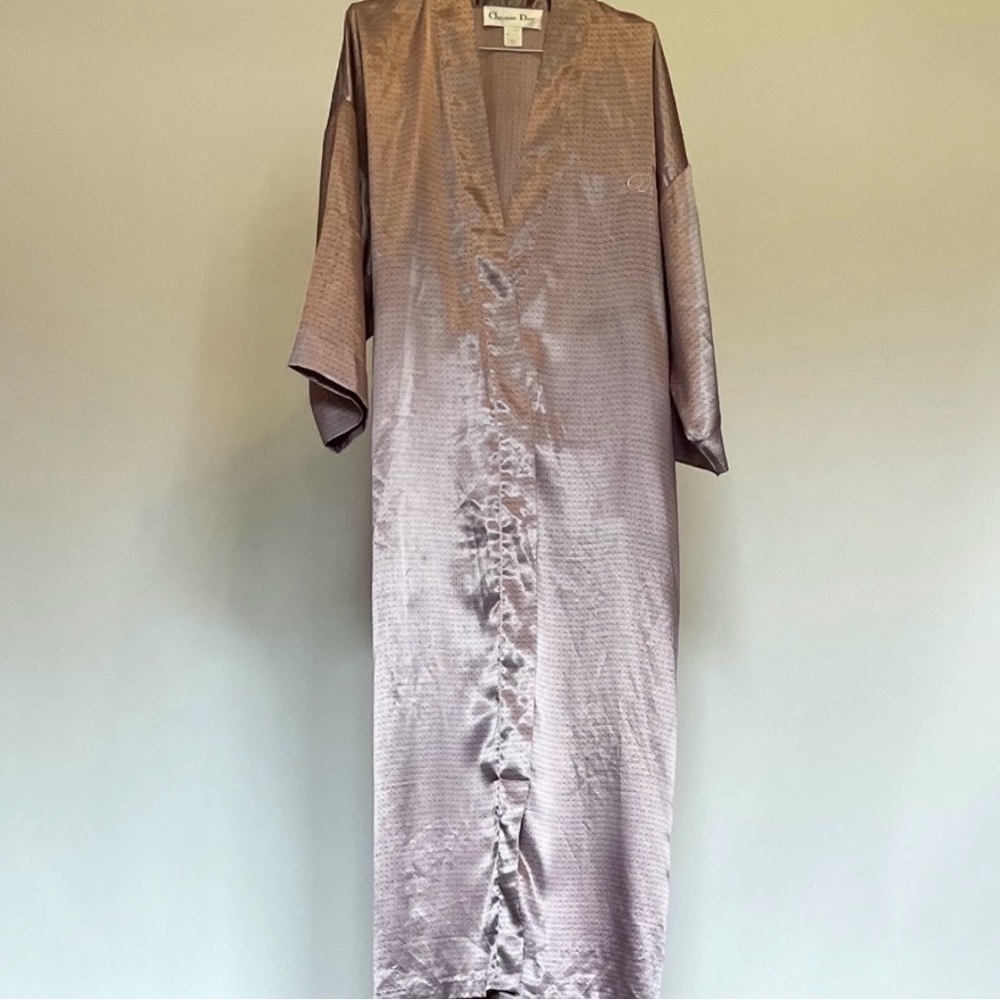 Christian Dior Satin Maxi Monogram Robe